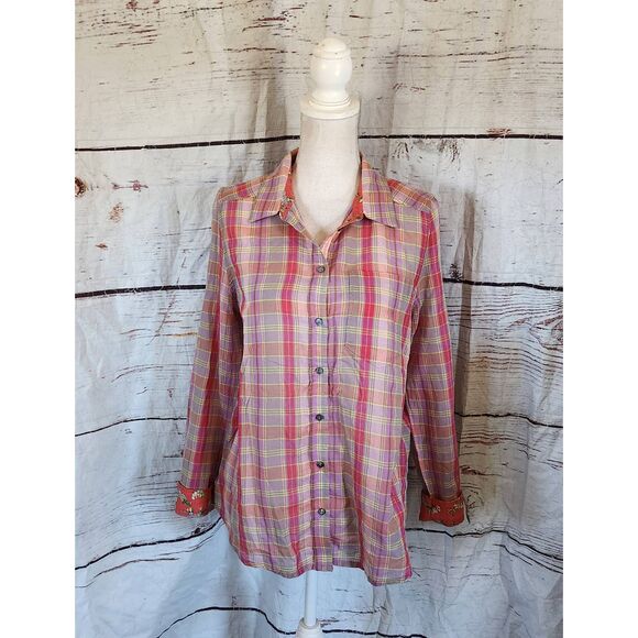 Sundance Newcastle Plaid Button Front Top Size Small NWT - Picture 2 of 7
